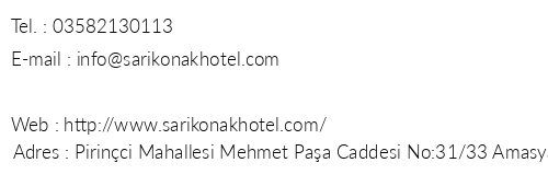 Sar Konak Boutique Spa & Hotel telefon numaralar, faks, e-mail, posta adresi ve iletiim bilgileri